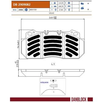 Jeu de 4 plaquettes de frein avant DANBLOCK DB 2909082