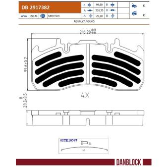 Jeu de 4 plaquettes de frein DANBLOCK DB 2917382