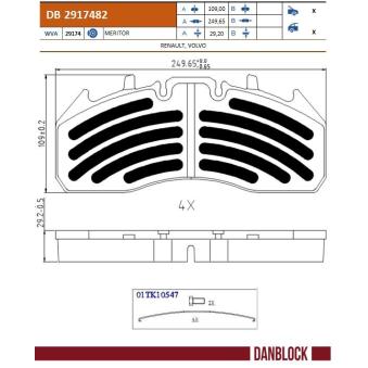 Jeu de 4 plaquettes de frein DANBLOCK DB 2917482