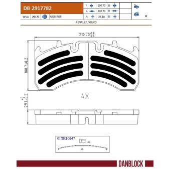 Jeu de 4 plaquettes de frein avant DANBLOCK DB 2917782