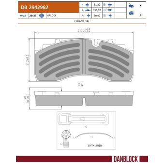 Jeu de 4 plaquettes de frein DANBLOCK DB 2942982