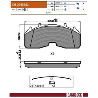 Jeu de 4 plaquettes de frein DANBLOCK DB 2933282