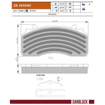 Jeu de 4 plaquettes de frein DANBLOCK DB 2934582