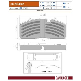 Jeu de 4 plaquettes de frein avant DANBLOCK DB 2934082