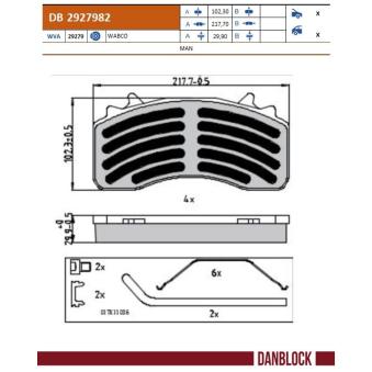 Jeu de 4 plaquettes de frein DANBLOCK DB 2927982