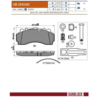 Jeu de 4 plaquettes de frein DANBLOCK DB 2933182
