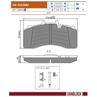 Jeu de 4 plaquettes de frein avant DANBLOCK DB 2922882