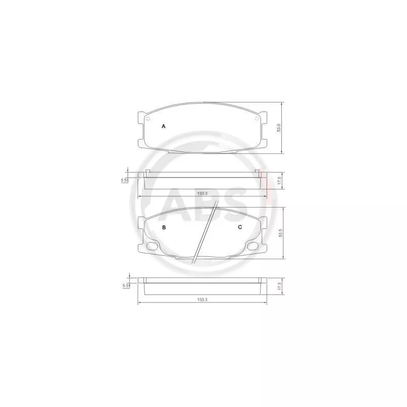 Jeu de 4 plaquettes de frein avant A.B.S. 37026