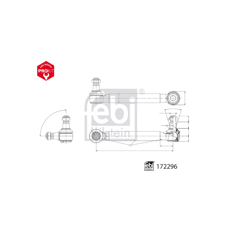 Entretoise/tige, stabilisateur arrière gauche FEBI BILSTEIN 172296