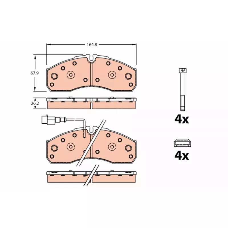 Jeu de 4 plaquettes de frein avant TRW GDB2302
