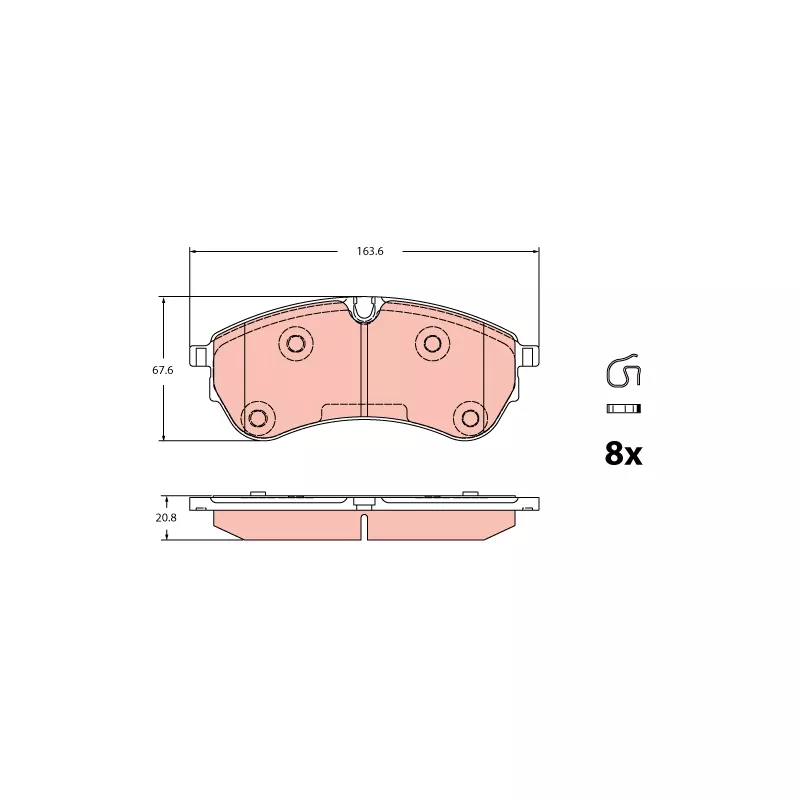 Jeu de 4 plaquettes de frein TRW GDB2362