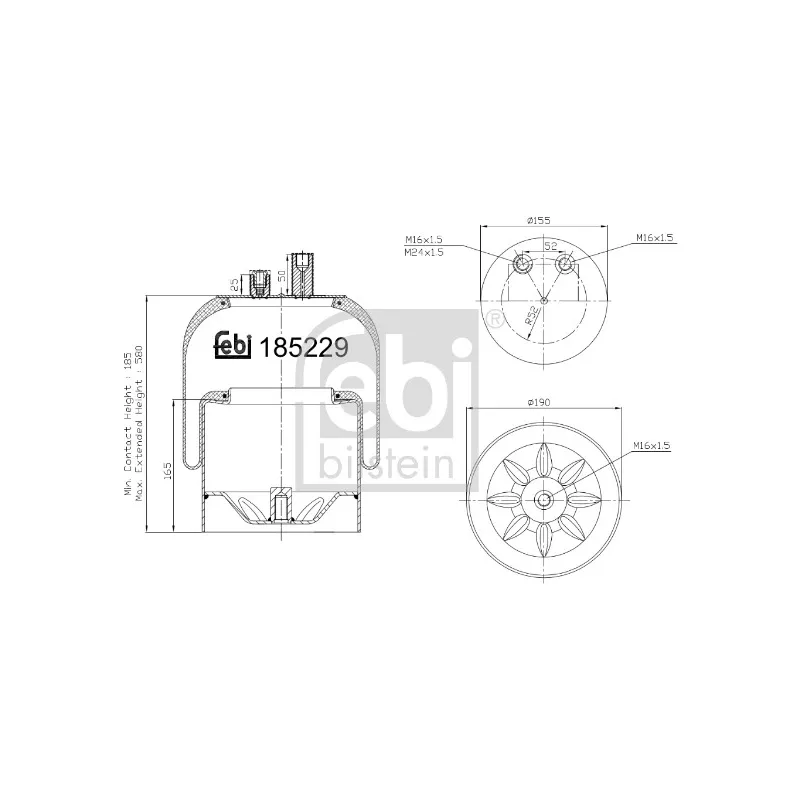 Ressort pneumatique, suspension pneumatique FEBI BILSTEIN 185229