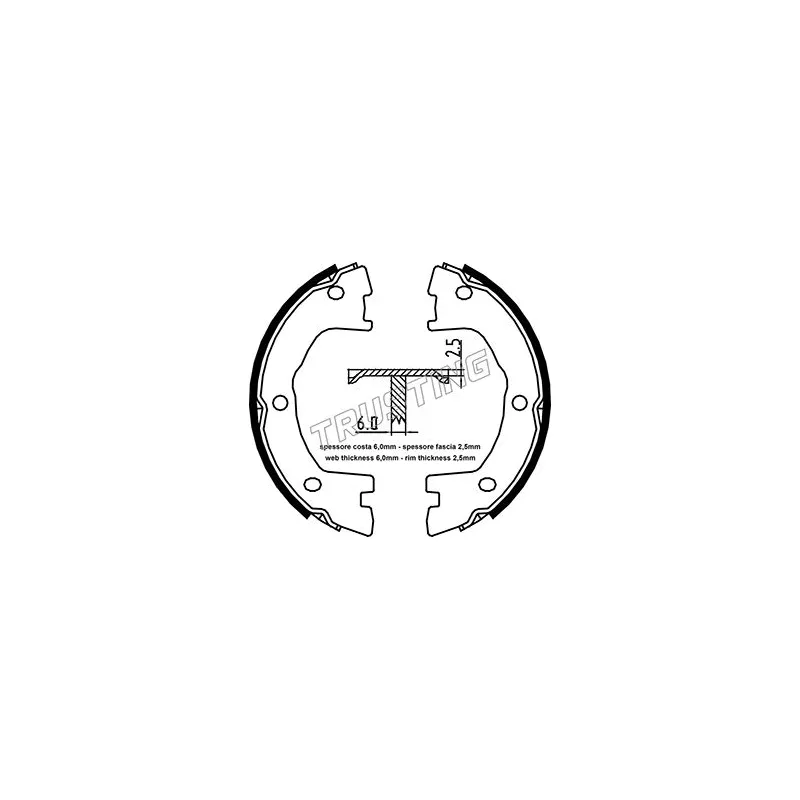 Jeu de mâchoires de frein, frein de stationnement TRUSTING 034.120