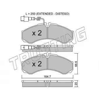Jeu de 4 plaquettes de frein arrière TRUSTING 221.9