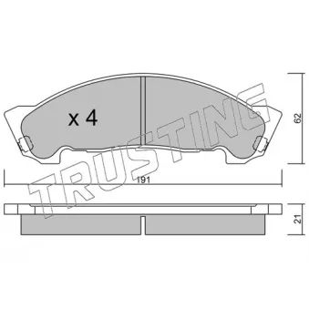 Jeu de 4 plaquettes de frein avant TRUSTING 988.0