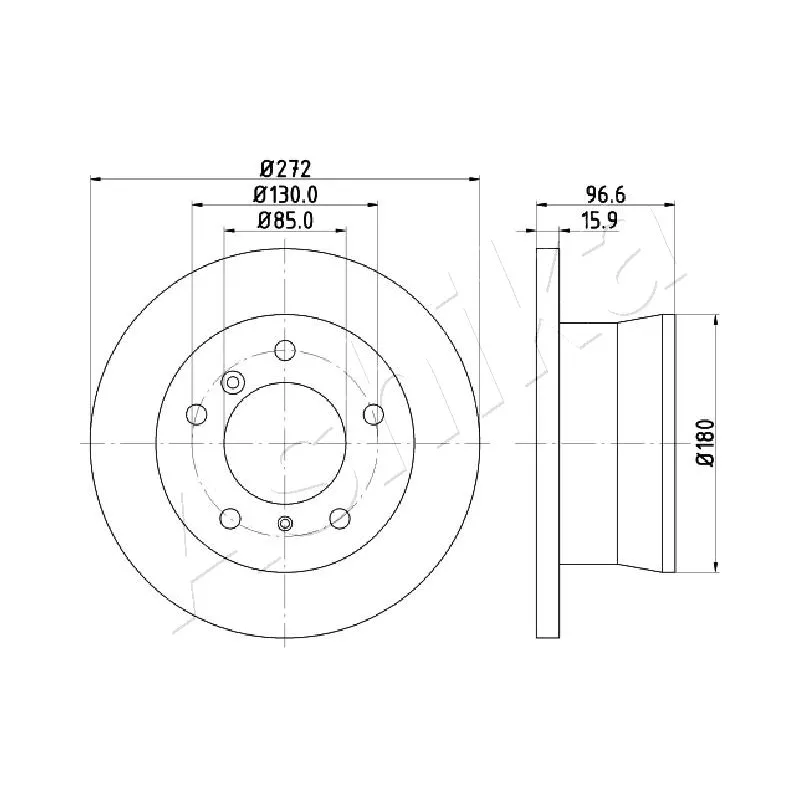 Jeu de 2 disques de frein arrière ASHIKA 61-00-0526